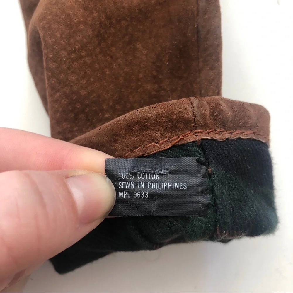 Vintage Chocolate Brown Genuine Leather Suede Gloves